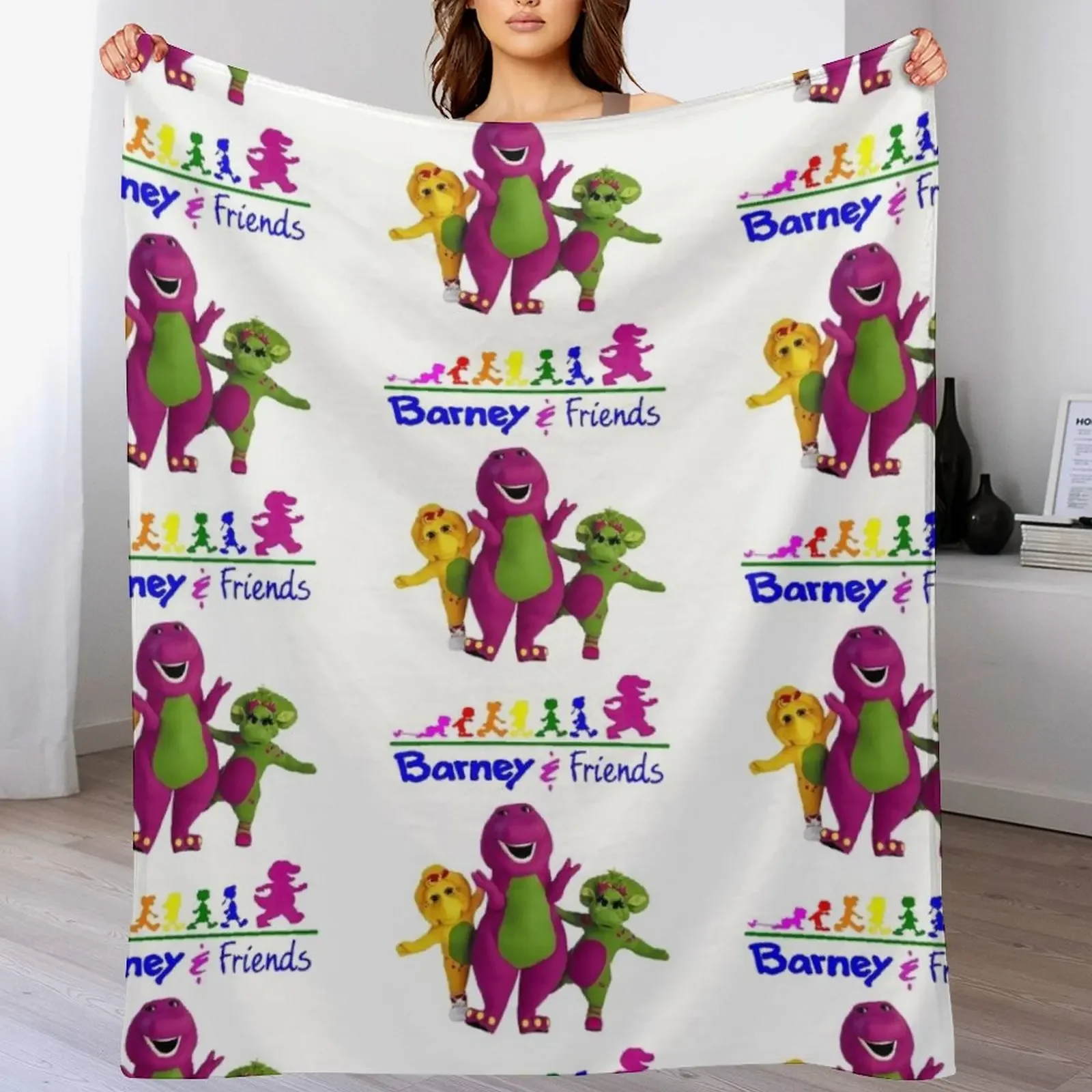 

Barney the dinosaur and friends Throw Blanket Compact Warm Blanket for Car Road Trip