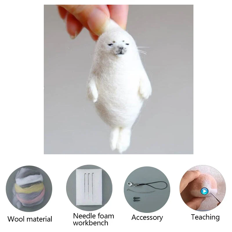 Non-Finish Kit Funny Lovely Cat Dog Panda Raccoon Pocket Animal Wool Needle Felting Pocket Animal Doll Toy DIY Kit For Kids