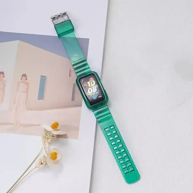 Silikonowy pasek + etui do Huawei band 9 8 przezroczysta bransoletka zamienna do zespołu honorowego 7 6 etui ochronne akcesoria