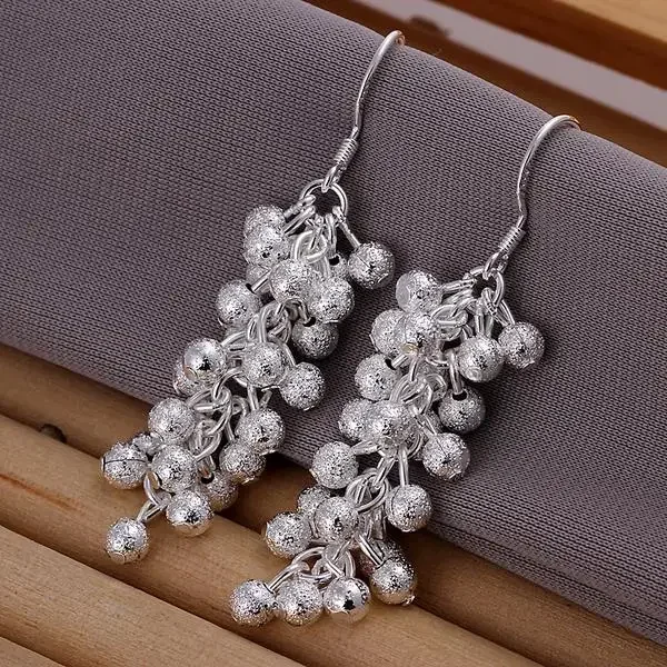 

Special Offer Hot 925 Sterling Silver Frosted Grape Beads Drop Earrings For Woman Fashion Party Wedding Christmas Gifts Jewelry