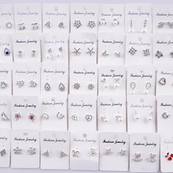 20Pairs/Lot Trendy Simulation Pearl Earrings for Women Fashion Jewelry Rhinestones Wedding Party Gifts for Best Friends