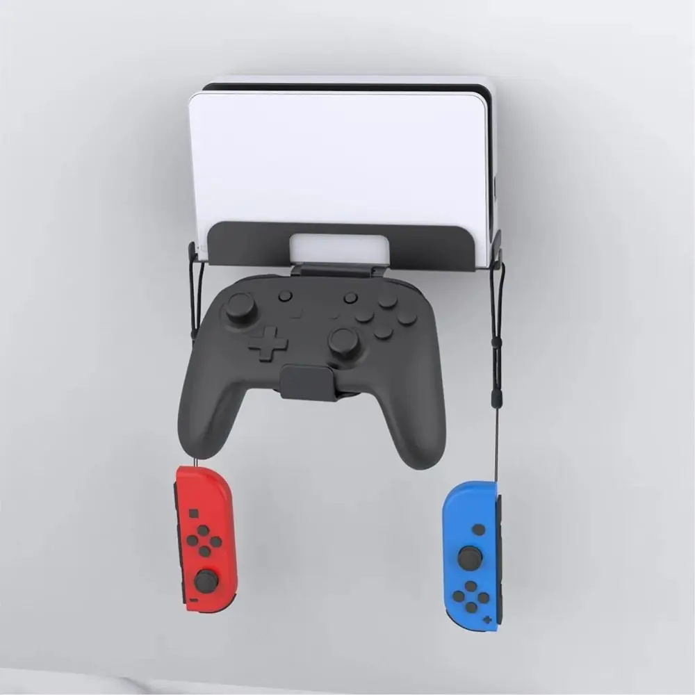 

Wall Mount Host Stand with Controller Hook Stand Holder Handle Storage Rack for Switch/Switch OLED Game Console Accessories