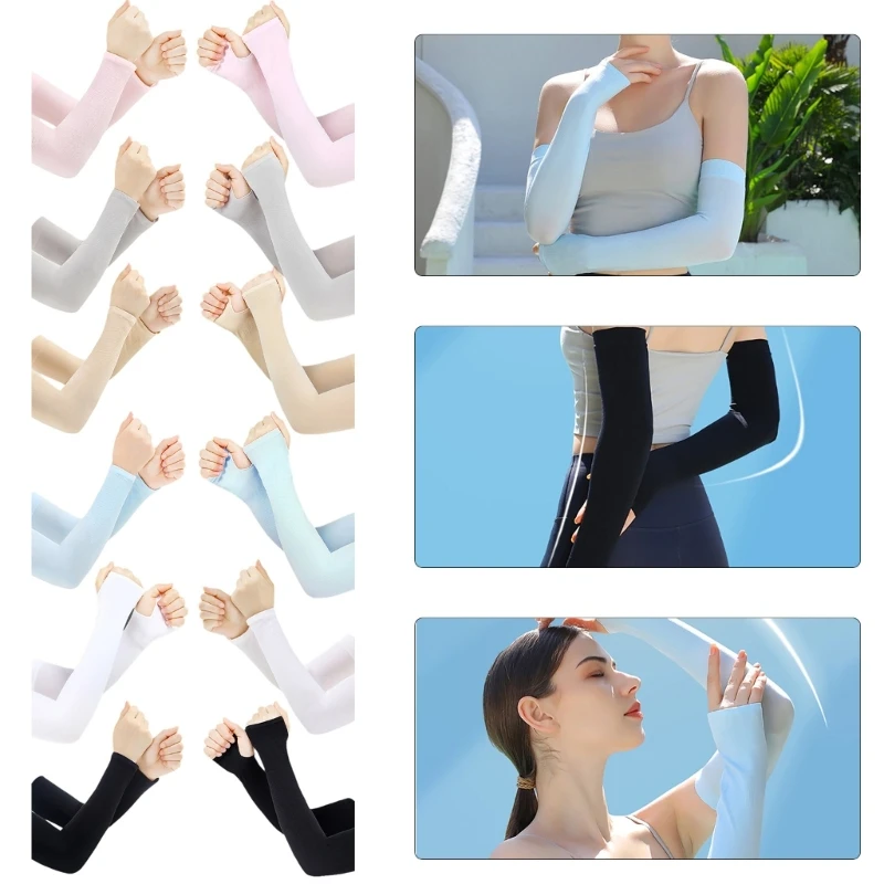 Cooling Arm Sleeves for Men & Women, Breathable, Moisture-Wicking Arm Sleeves for Sports Running Cycling Fishing 2Pairs