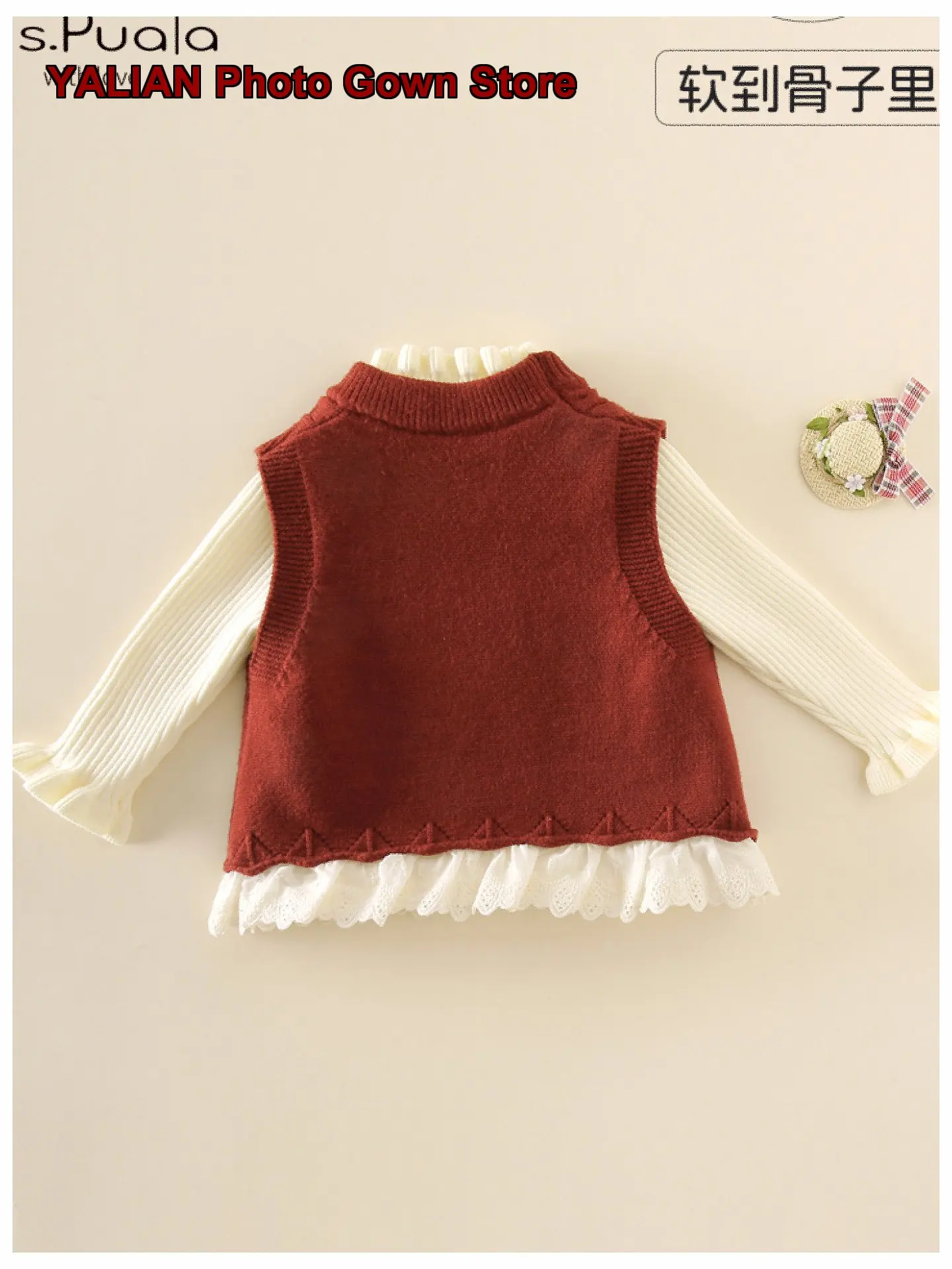 Miss Paula Baby Girl New Year Red Vest Base Layer Top Two-Piece Set for Girls and Infants