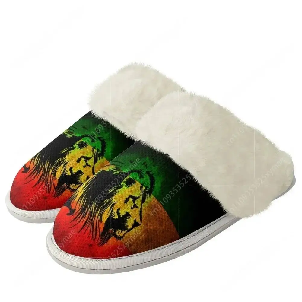 Reggae Rastafarian Rasta Rastafari Lion Of Judah Plush Slippers Mens Womens Home Cotton Bedroom Custom Made Thermal Slipper