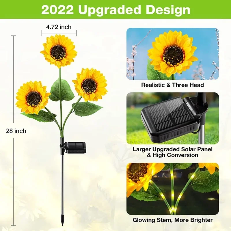 Creative Solar Light Ground Plug-in Lamp Single-head Sunflower Flower Lamp Garden Villa Courtyard Lawn Landscape Atmosphere Lamp