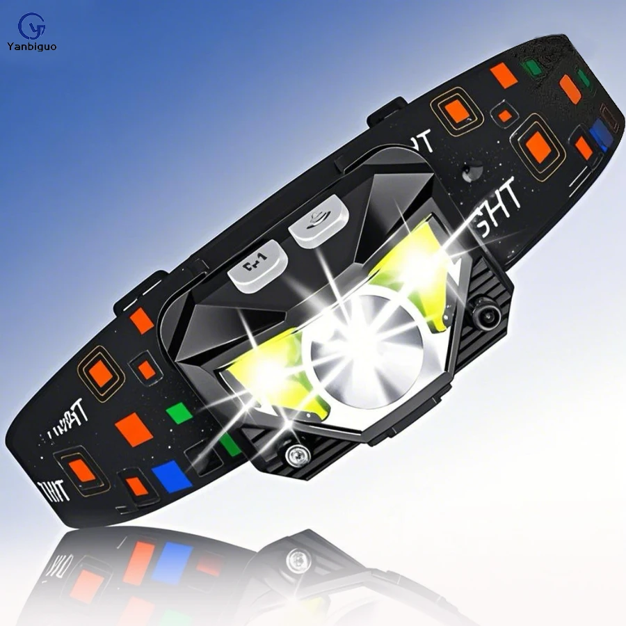 

Motion Sensor Headlamp Rechargeable Headlamp With White And Red Light 6Modes Suitable For Outdoor Camping Running Fishing Hiking