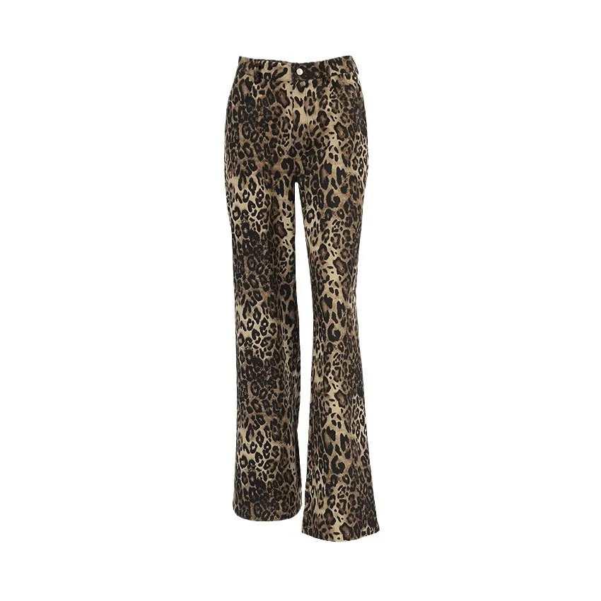 

2024 Summer Retro Style Loose Low Waist Leopard Print Pants Versatile Wide Leg Pants Casual Pants For Women
