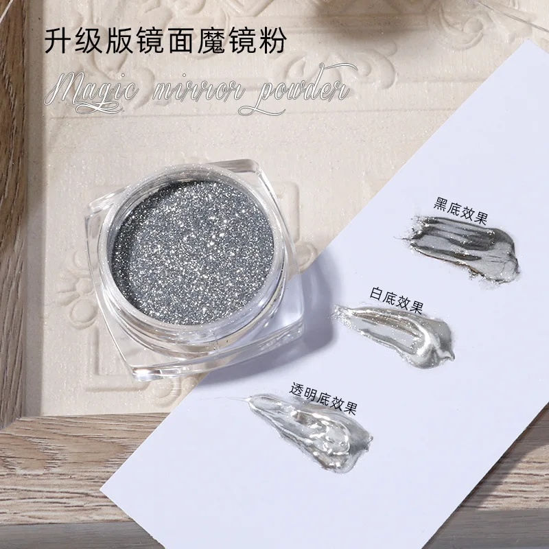 2pcs Nail Mirror Glitter Powder Gold Silver Metallic Effect Pigment UV Gel Polish Chrome Pigment Metal Mirror Glitter Powde