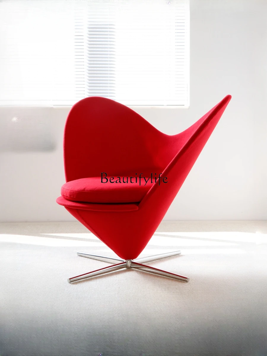 Designer Living Room Rotating Single Leisure Chair Art Couch Creative Heart-Shaped Chair Cosmetic Chair