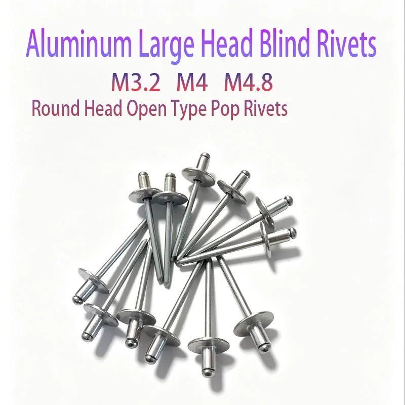 Pop Rivets Aluminum Large Flange Blind Rivets Dome Head Open End M3.2 M4 M4.8mm Auto Body Sheet Metal Rivets