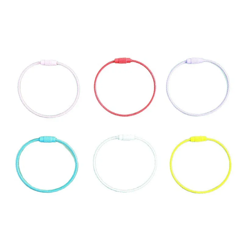 20pcs Colorful Baked Paint Stainless Steel Wire Ring DIY Handmade Accessory Material Keychain