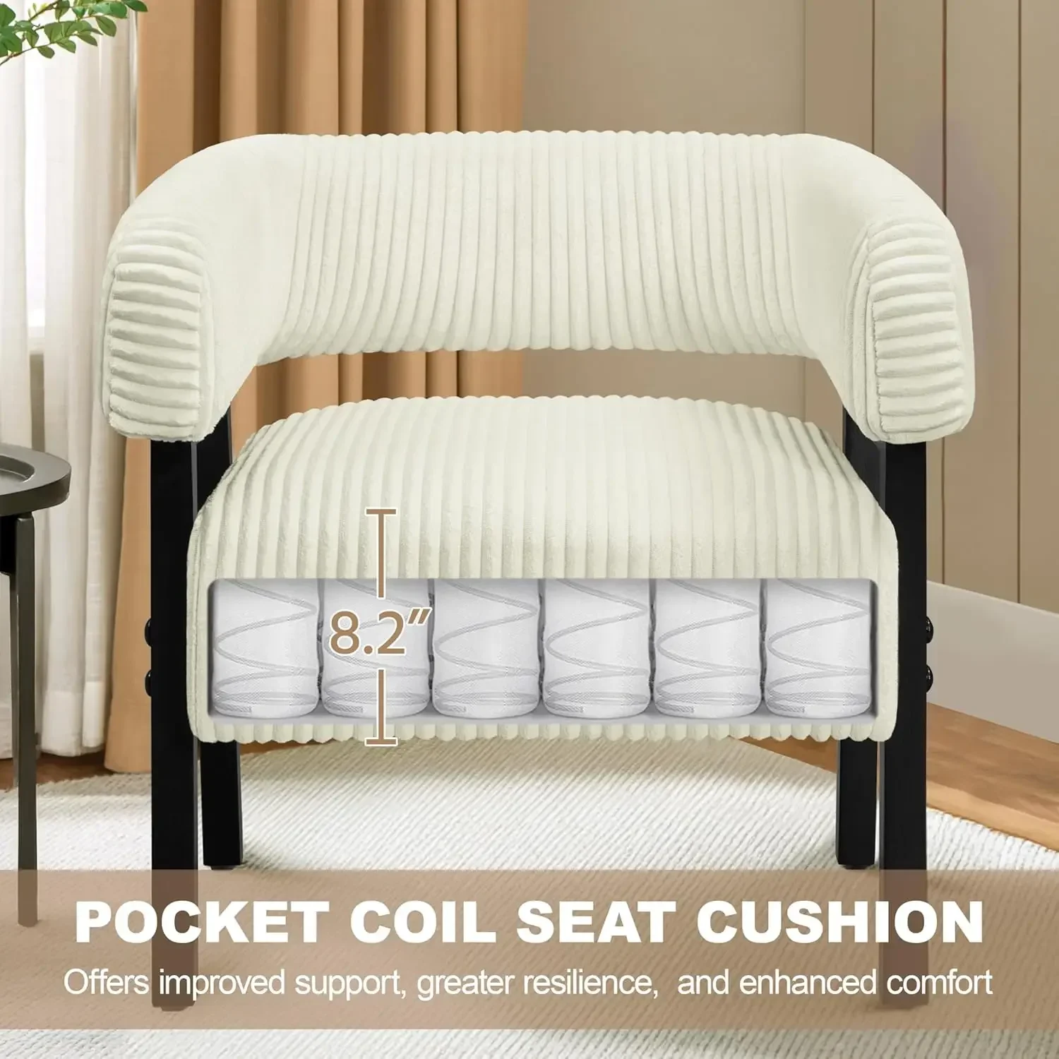 [أفضل بائع! ]مجموعة كراسي كوردوراي برميل مكونة من 2، كرسي بذراعين منجد حديث مع أرجل خشبية صلبة، كرسي ترفيهي مريح مع P