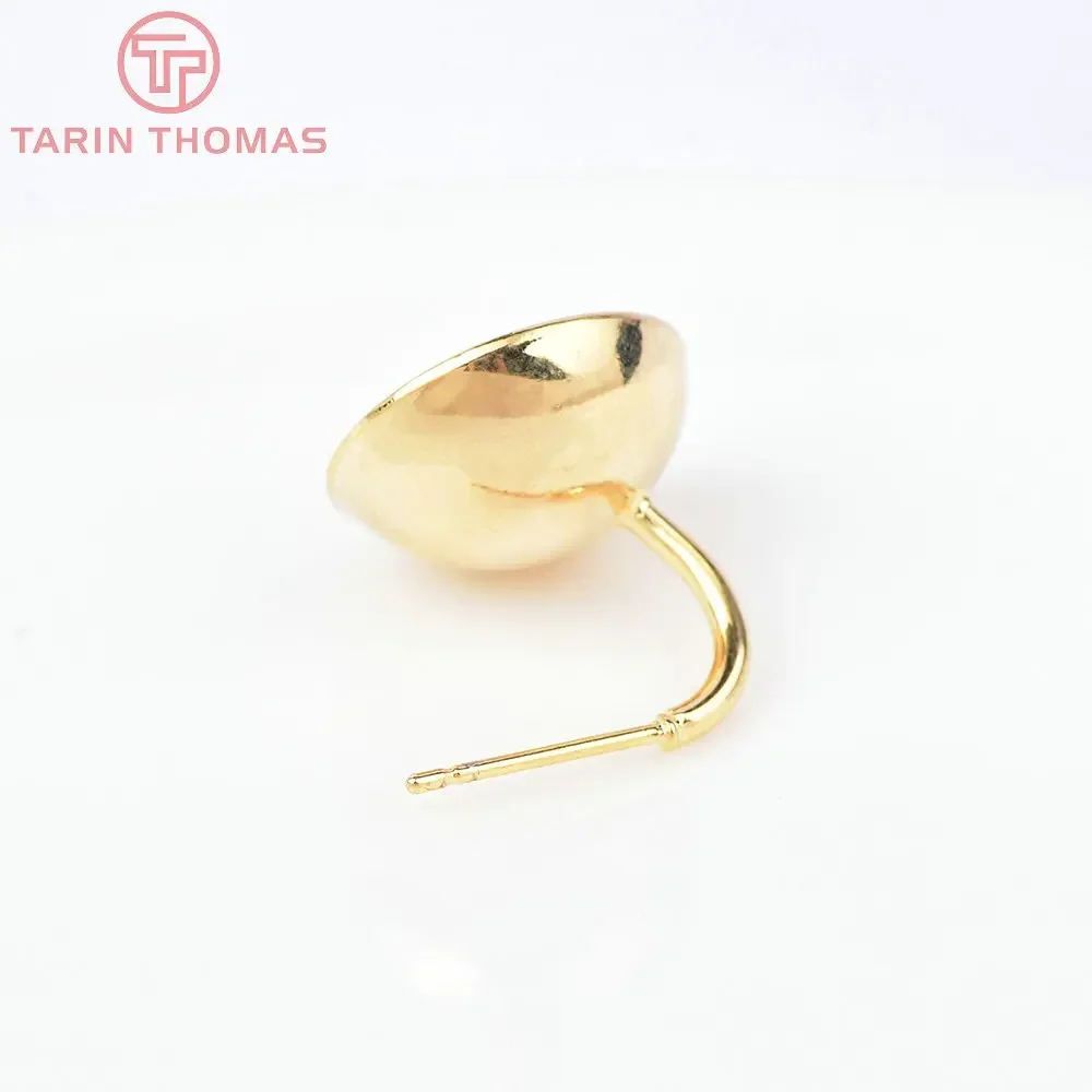 (6676) 6PCS 15MM 24K Gold Color Brass Semicircle Stud Earring Diy Jewelry Making Findings Jewelry Accessories Wholesale