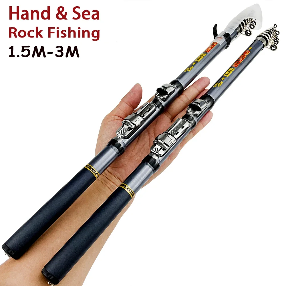 M Power Short Telescopic Rock Fishing Rod Carbon Fiber 1.5M 1.8M 2.1M 2.4M 2.7M 3.0M Spinning Surf Fishing Rods Carp Feeder Pole