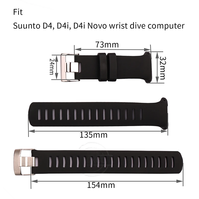 Bracelet de montre de rechange en silicone D4 pour Suunto D4 D4i Novo Dive, bracelet de sport étanche, bracelet à broche