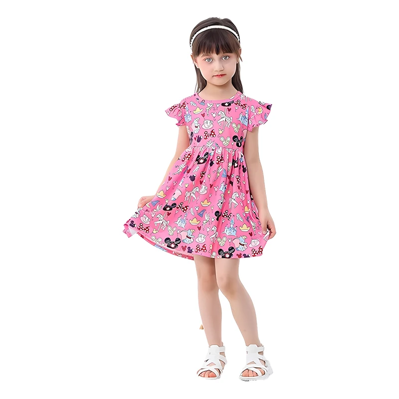 

Princess Mouse Bow Toddler Girl Dress Summer Outfit Birthday Party Clothes Girls Flutter Sleeve Knee Length Dress 1-7 Years