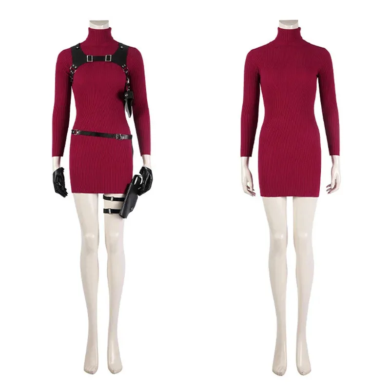 Strój Cosplay Ada Wong Resident Evil 4 CyFemale Sukienka Pasek Kostiumy Fantazyjne Przebranie na Halloween Karnawał dla Dorosłych Kobiet Dziewcząt