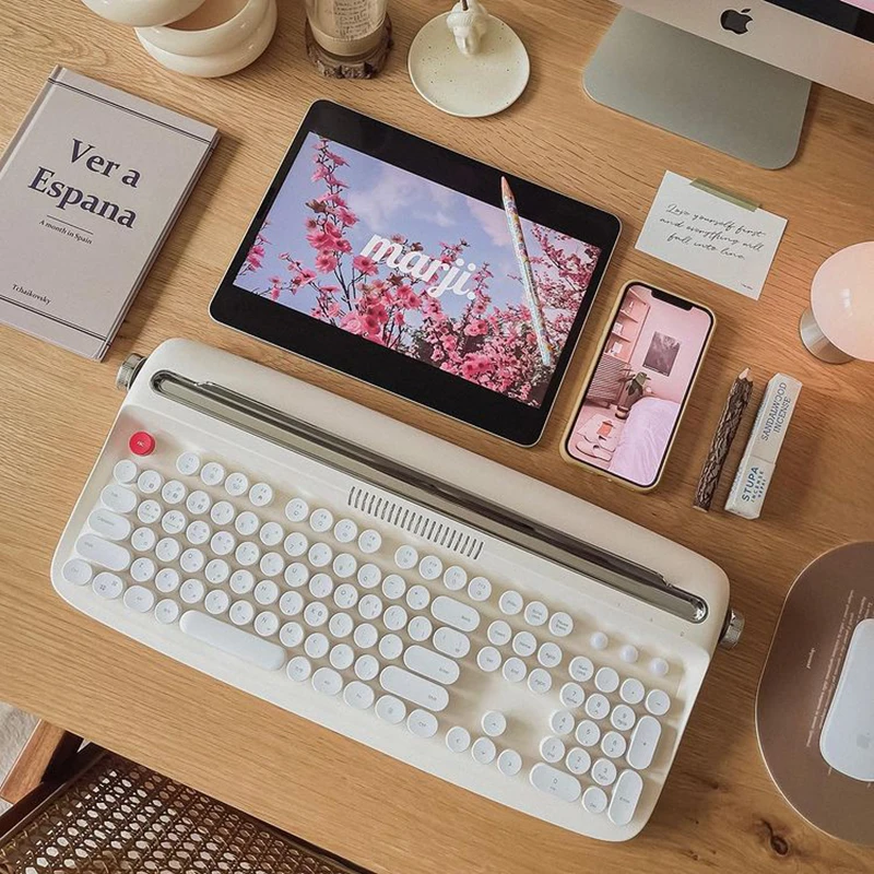 Fashion Korea Actto Bluetooth Typewriter Keyboard Retro Steampunk 108 Keys Dot Office Wireless Mechanical Keyboard B503