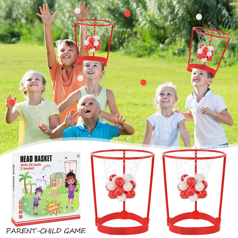 Juego de baloncesto de tiro con aro de cabeza ajustable para niños y adultos, canasta de red, diadema, juguetes de baloncesto, juegos familiares