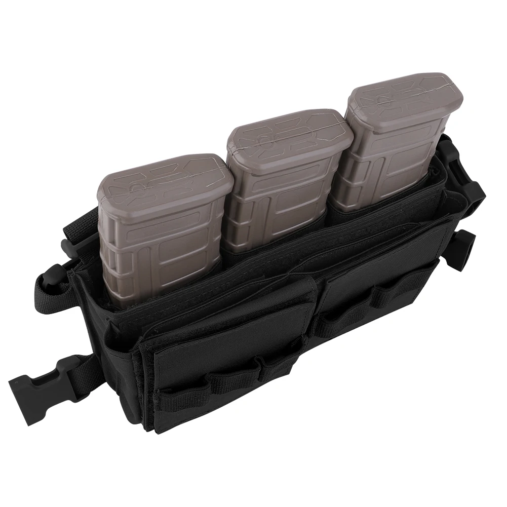 KRYDEX Tactical Triple 5.56 Magazine Insert Pouch elastico Buld-in Mag Holder Hook Fasteners per MK3 MK4 Chest Rig accessori