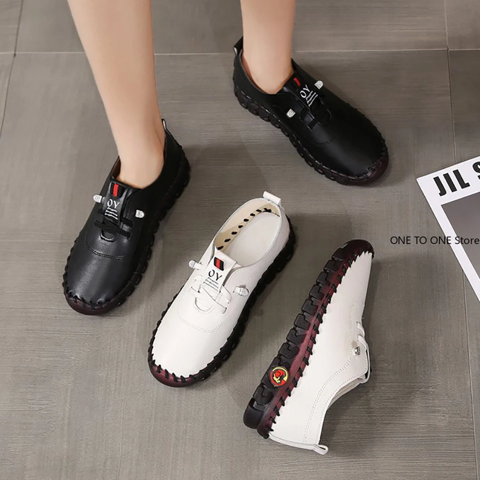 

2025 New Sneakers Women Shoes Loafers Lace Up Leather Flat New Spring Casual comfortable Mom Shoe Mujer Zapatos Chaussure Femme
