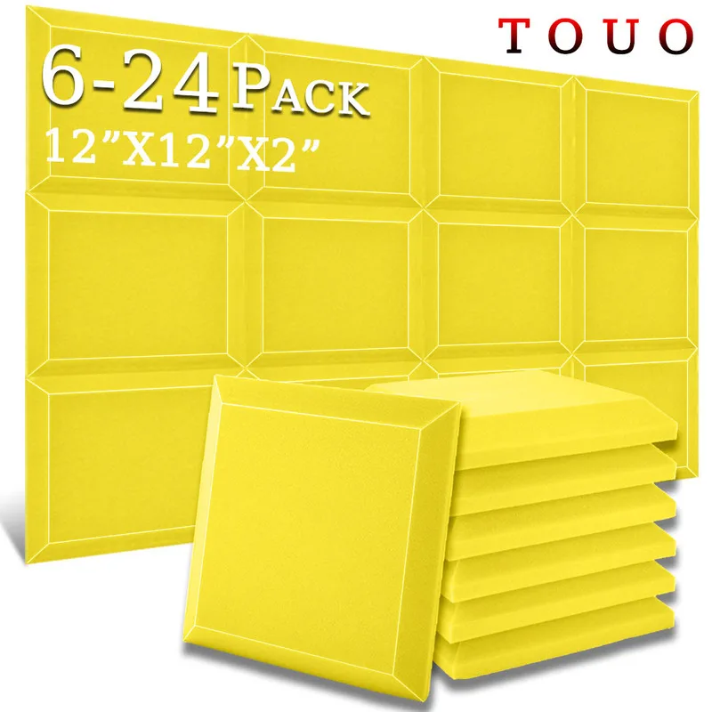 TOUO Studio Acoustic Foam 6 12 24 Pc Wall Soundproof Foams Home Acoustic Treatment High Density Ceiling Sound Absorbing Material