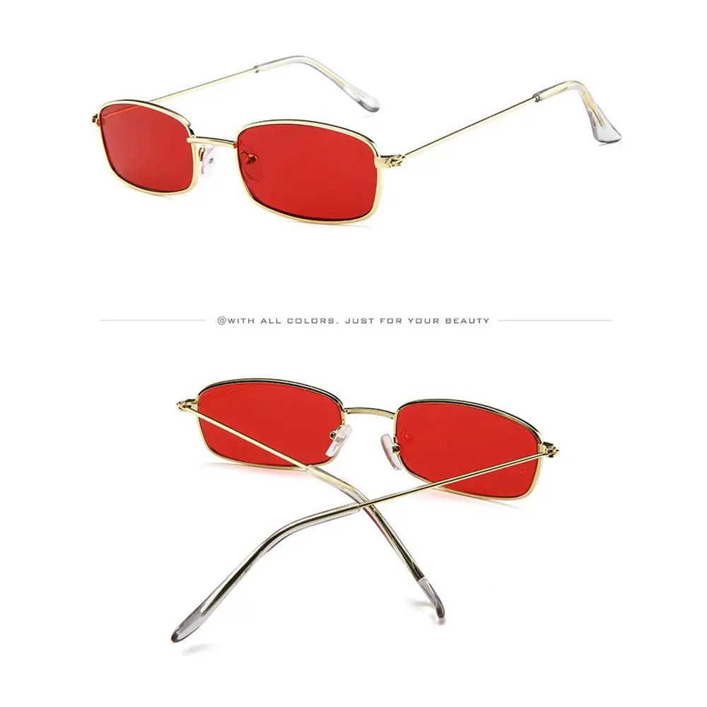 Vintage Steampunk UV400 Metal Frame Rectangle Sunglasses Sun Glasses Small Retro Shades