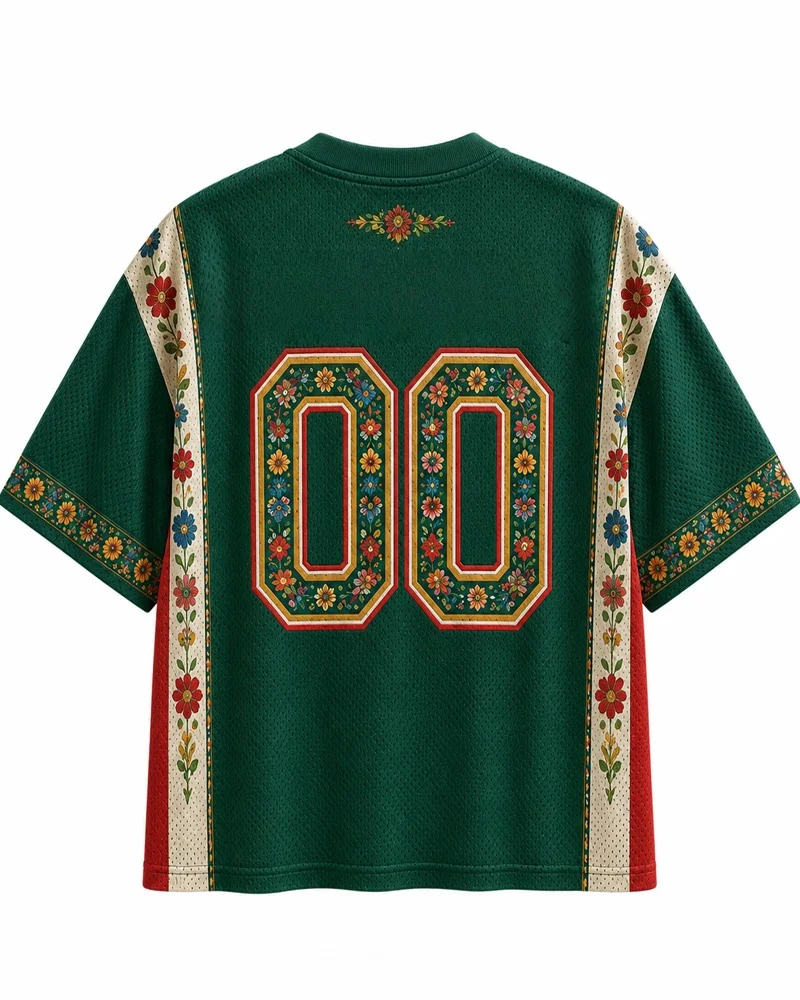 American Retro Mexican Style 3D Printed Floral Stripes for Men and Women, Breathable and Loose Mesh Support Short Sleeves