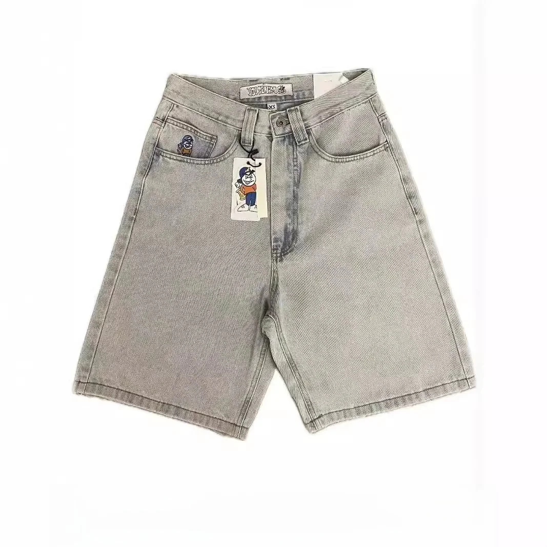 American Sle JNCO Polar Big Boy Pattern Embroidered Five-Quarter Casual Jeans orts Loose Comfortable Low Waist Denim orts