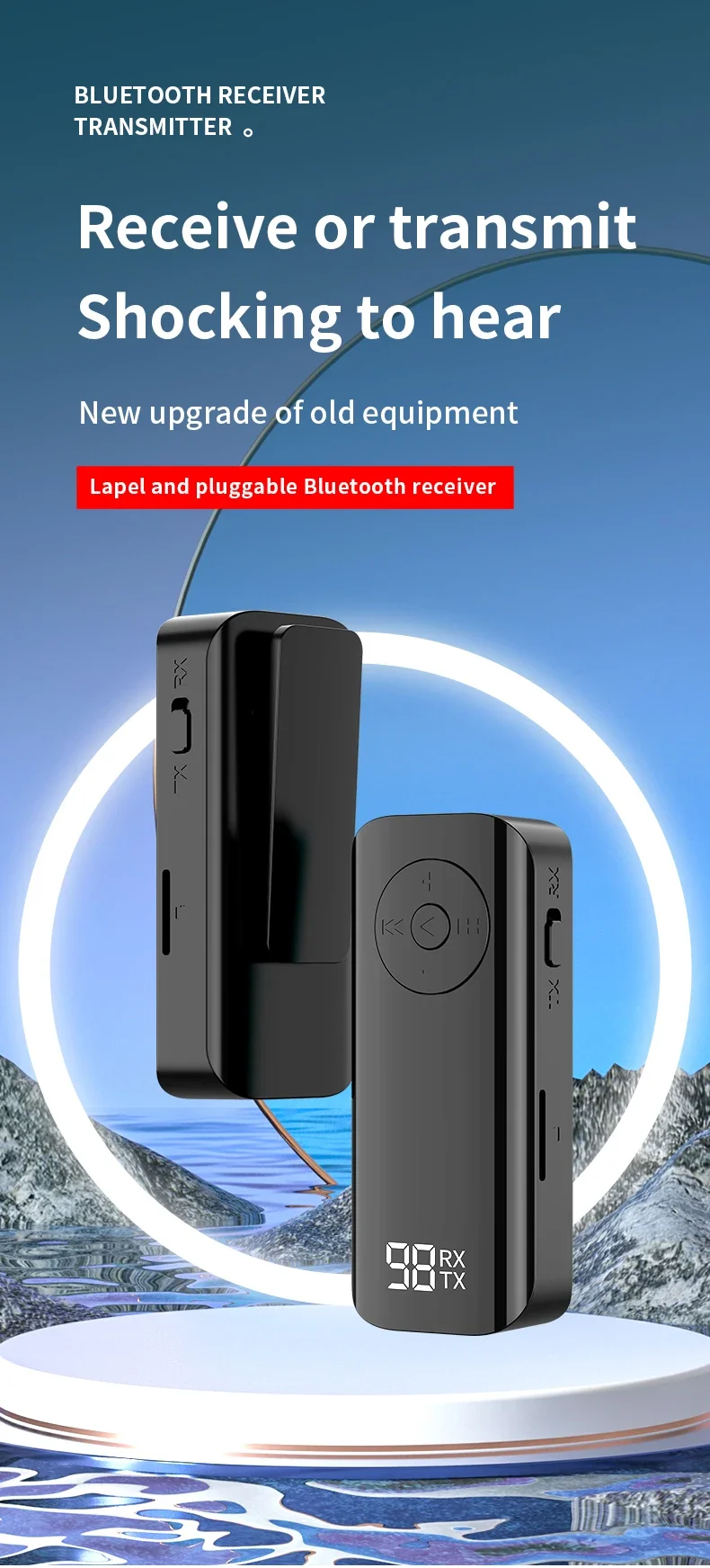 Auto Bluetooth 5,3 Audio Sender Empfänger 3,5mm Buchse mit drahtlosem PC Kopfhörer Stereo Wireless Adapter für TV-Flugzeuge verkabelt – Detail 1