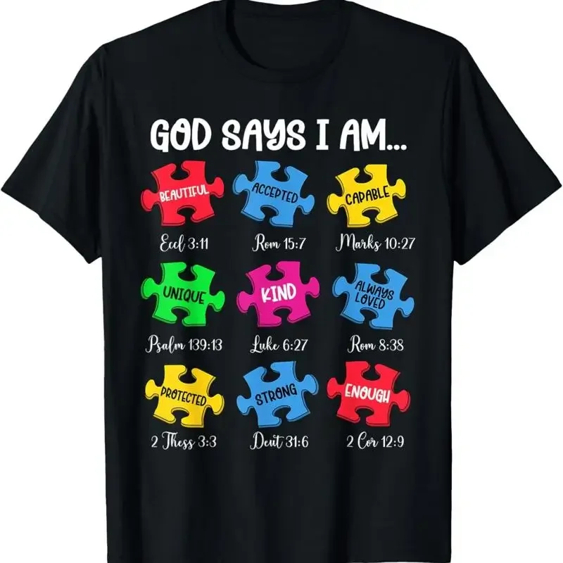 God Says I Am Bible Verses Christian Autism Awareness Puzzle T Shirt