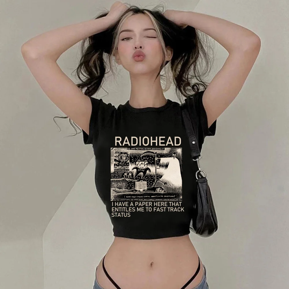 Radiohead fairy grunge  trashy yk2 crop top Woman cyber y2k yk2 gothic  Kawaii clothes tee