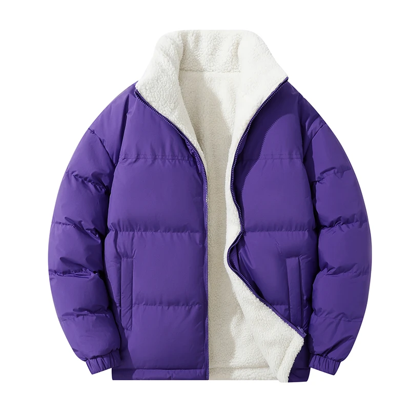 

High Quality Parka Men's Standing Collar Double-sided Lambhair Cotton Coat Winter Unisex Cold Proof Cotton Coat Windproof Parkas