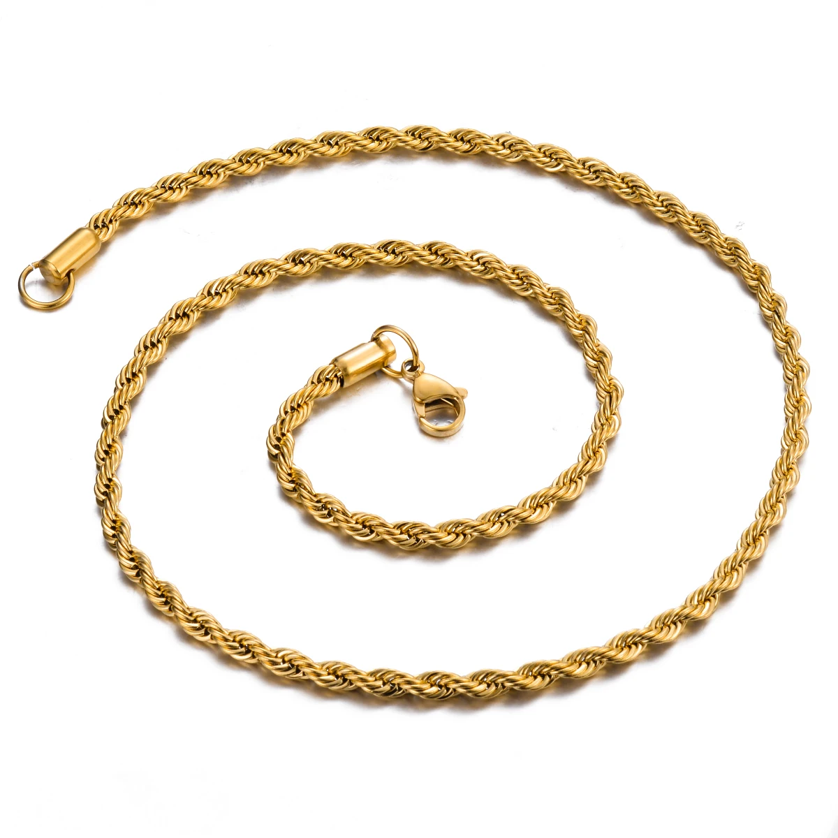 1 Stück Goldfarbene Kette, Breite 2mm/2,5mm/3mm/4mm/5mm/6mm, Seilkette/Halskette/Armband für Männer und Frauen, Edelstahlkette – Detail 3