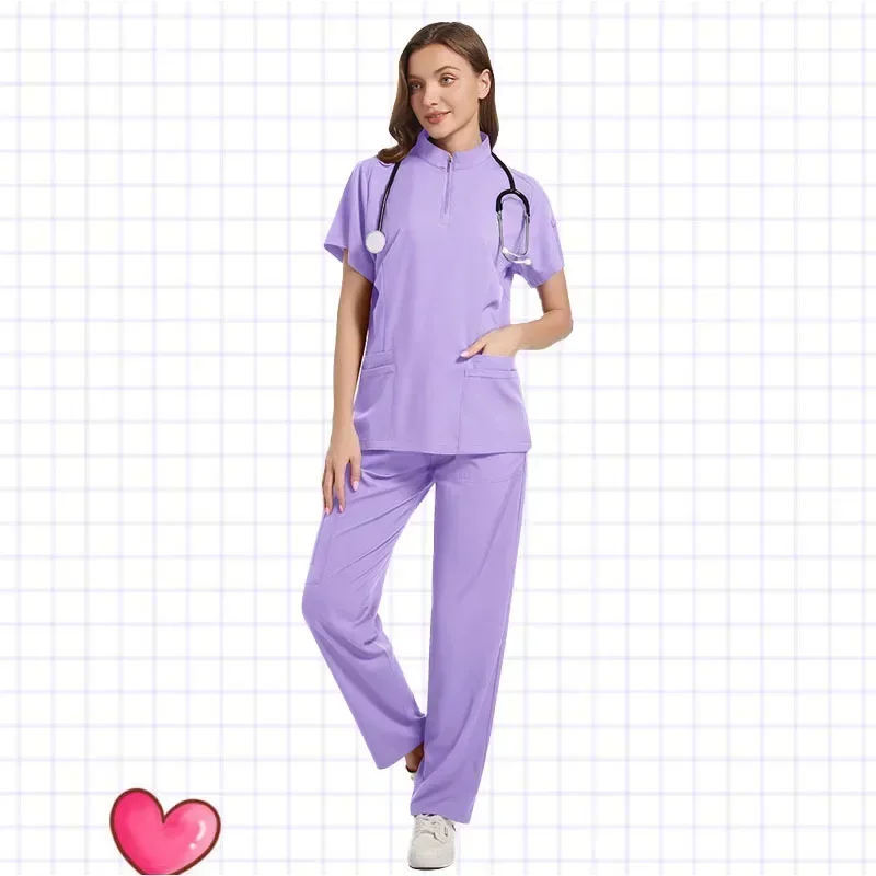 Chemisier médical à manches courtes pour femmes, chemise d'infirmière, uniforme d'infirmière, vêtements de gIslande décontractés, ensemble d'hôpital de pharmacie