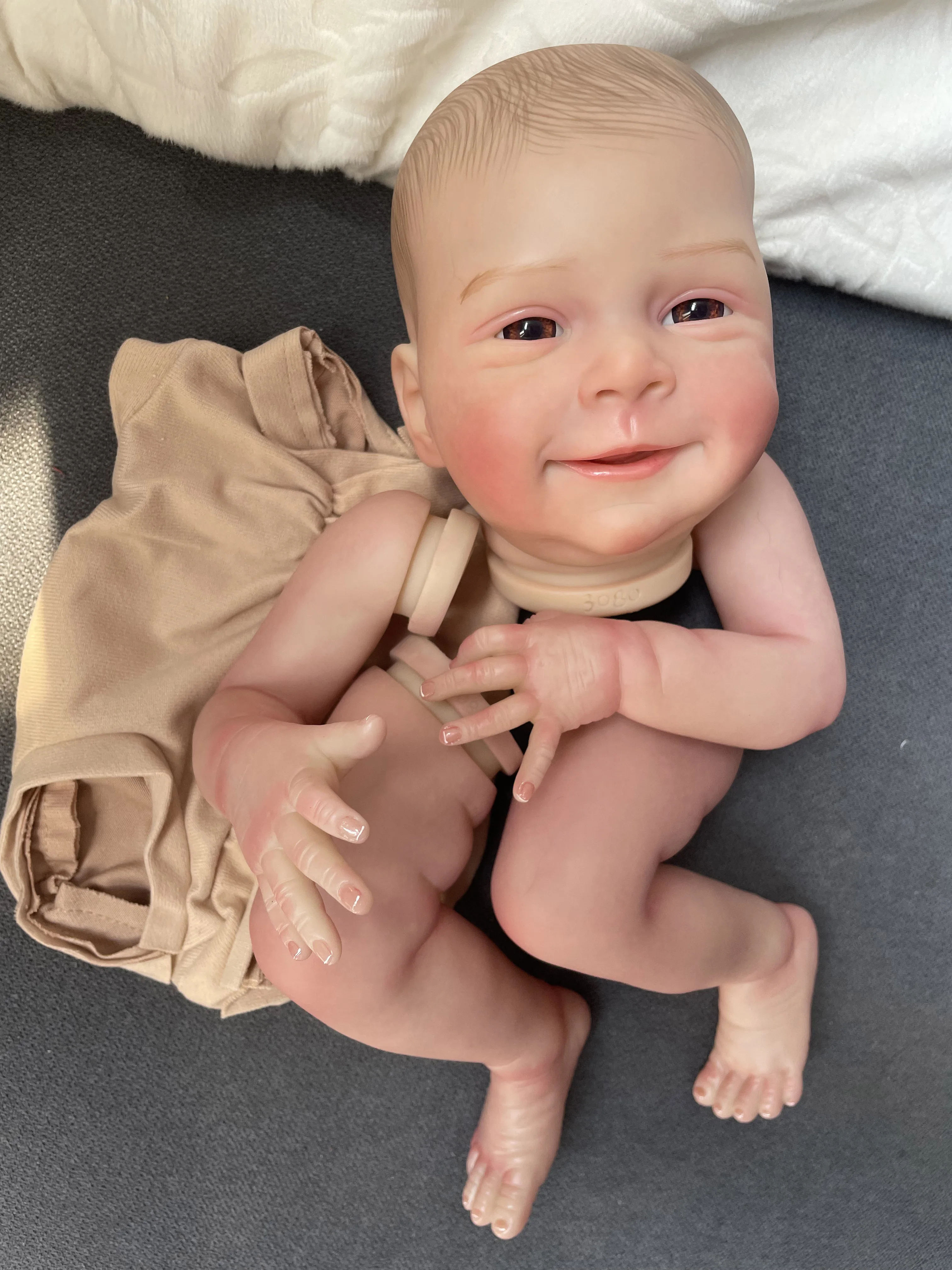Sebastian Reborn Doll Kit 18 '' Levensechte Meerdere Lagen Schilderen Pop Onderdelen 3D Huid Met Zichtbare Aderen Hand Getrokken Haar