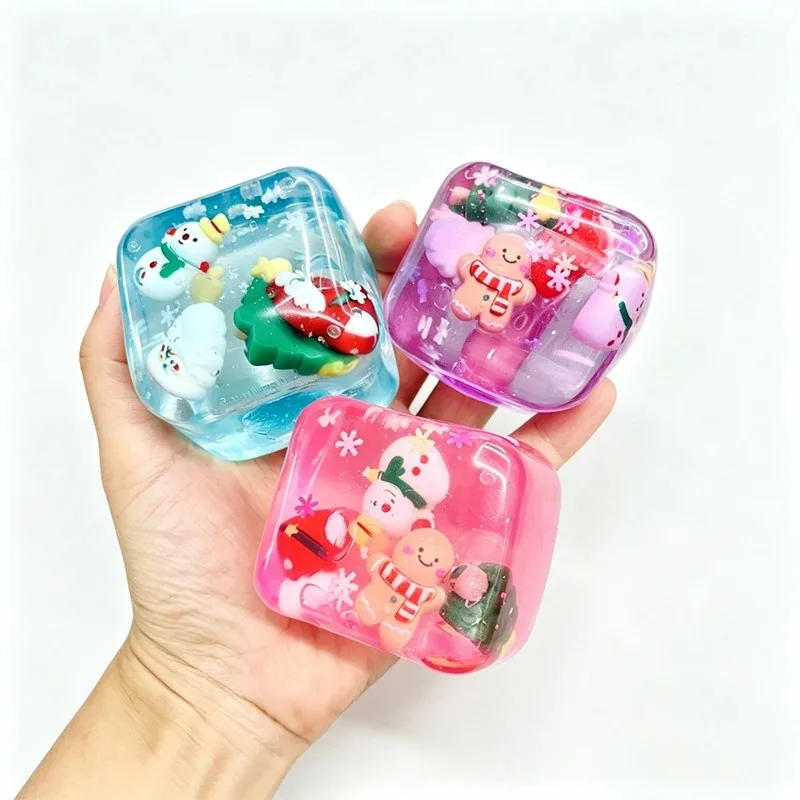 Christmas Ice Cube Squishy Maltose Texture Stress Relief Santa Design Halloween & Holiday Decor Soft Squishy For Anxiety Relief*