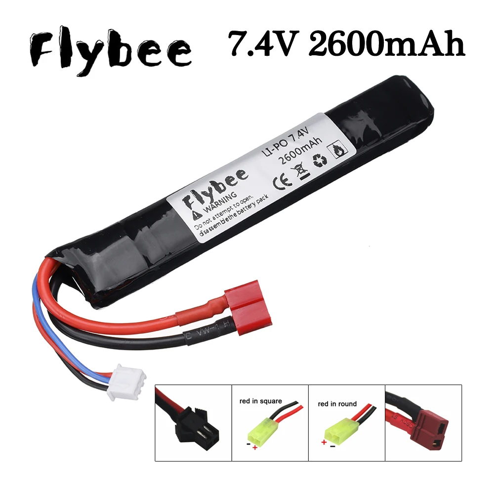 Upgraded Water Gun 2S 7.4v 2600mAh Lipo Battery for Mini Airsoft BB Air Pistol Electric Toys Guns Parts T/SM/TAMIYA Plug #125MM