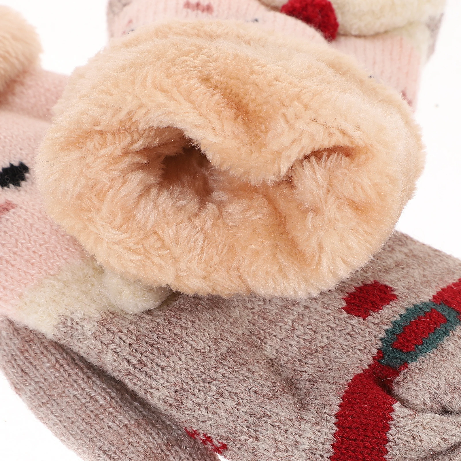 

1Pair Thickened Gloves Knitted Mittens Hanging Neck Warm Winter Full Finger Hand Protection Knitted Mittens