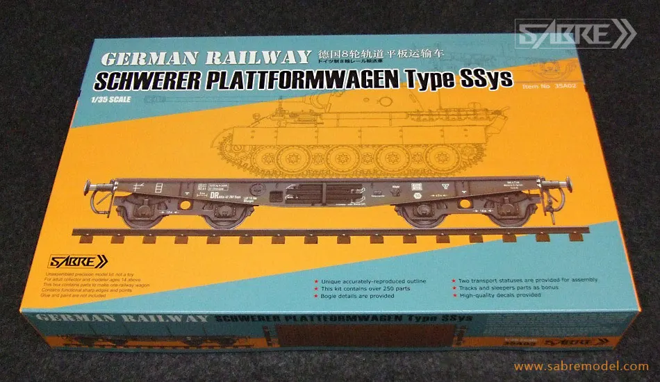 SABRE 35A02 1/35 German Railway Schwerer Plattformwagen Type SSys - Scale Model Kit