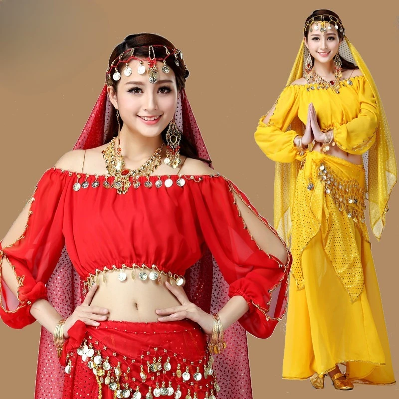 カスタマイズされたベリーダンス衣装インドダンス年次ステージパフォーマンスインドガールドレスセットベリーダンススカート