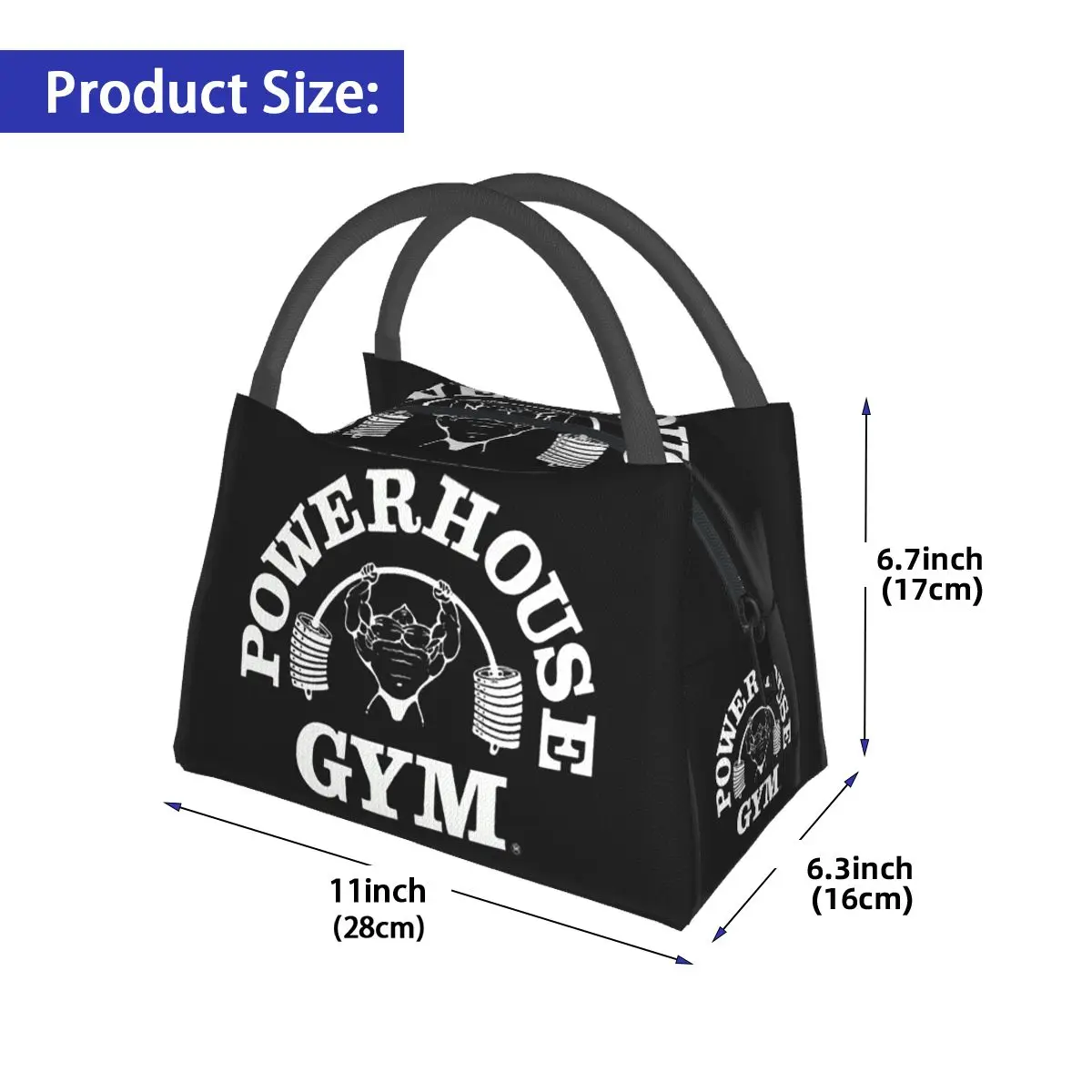Powerhouse Gym Fitness Building Muscle Lunch Bag for Women Picnic Storage Food Boxes Container Cooler Thermal Lunch Box Tote