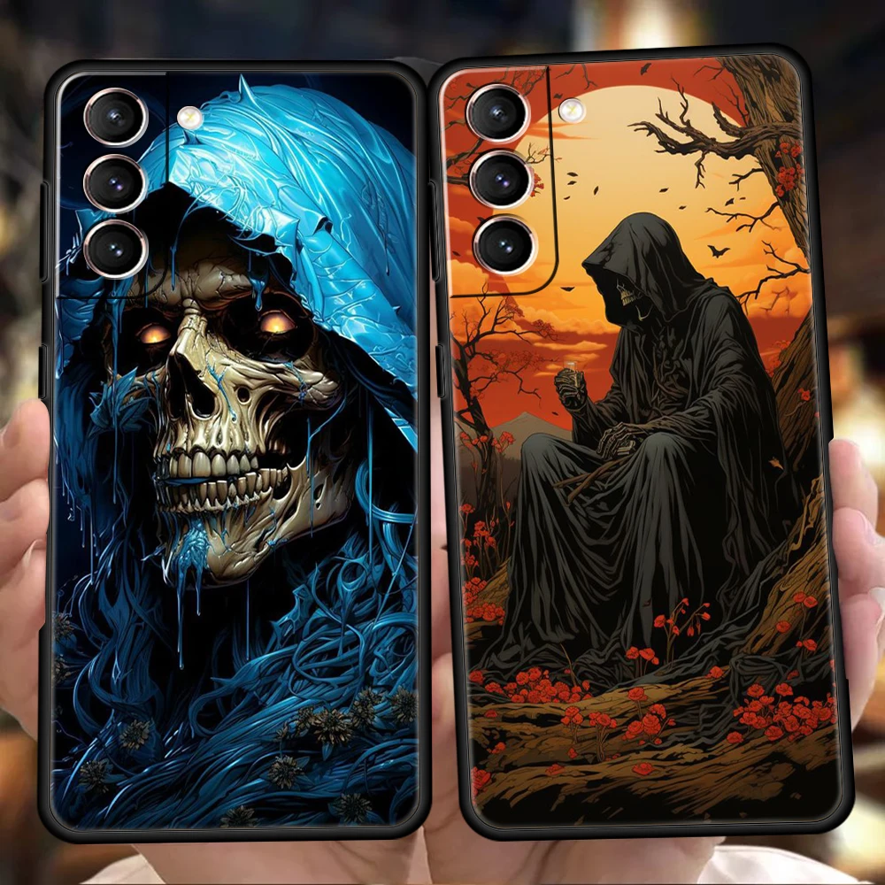 Grim Reaper Skull Skeleton Case for Samsung Galaxy S24 S23 S22 S20 S21 FE Ultra S24 S23 S10 S10E S9 S8 Plus Silicone Phone Cover