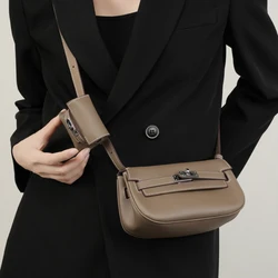 YOJESSY Genuine leather shoulder bag woman minimalist crossbody bag cowhide female luxury bag Flap Saddlebag 2777