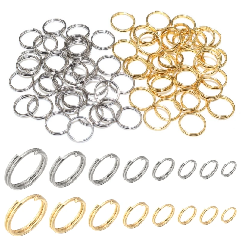 100 Stück/Lot 4-10mm Edelstahl-Spaltringe, offene Doppelschlaufen-Verbindungsringe für DIY-Bastelarbeiten und Schmuckherstellung – Detail 2
