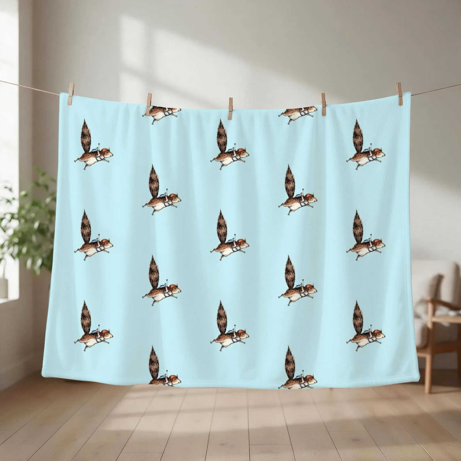Skydiver Squirrel, Skydiving Adventure Design Throw Blanket couch cozy soft plush fuzzy picnic outdoor blanket
