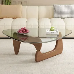 Nordic Minimalist Transparent Coffee Table Living Room Glass Coffee Table Light Luxury Solid Wood Furniture Coffee Table