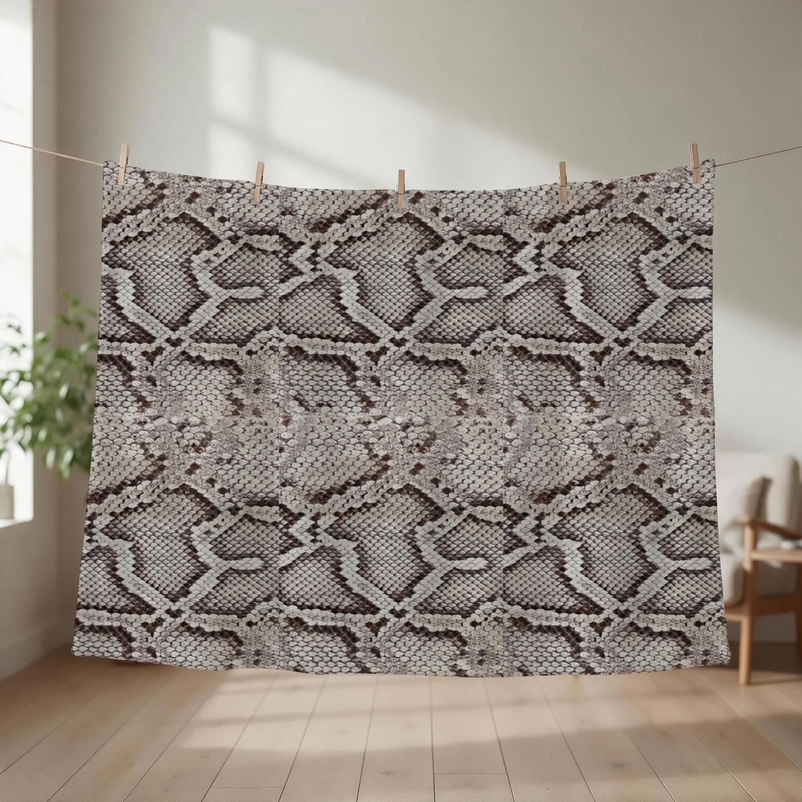 Brown Snakeskin Photo Throw Blanket couch cozy soft plush fuzzy picnic outdoor blanket