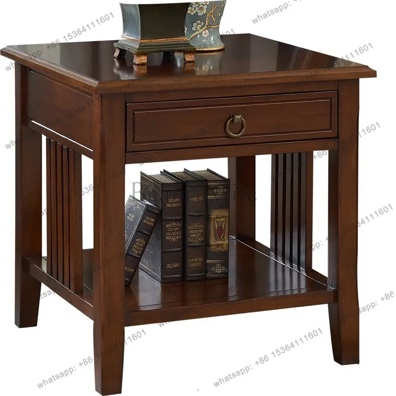 LX American side table solid wood European style small coffee table with drawers new listing catalpa wood